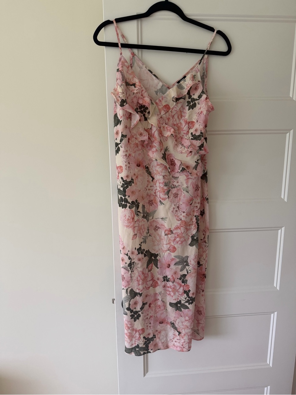 Express Pink Floral Ruffle Slip Dress